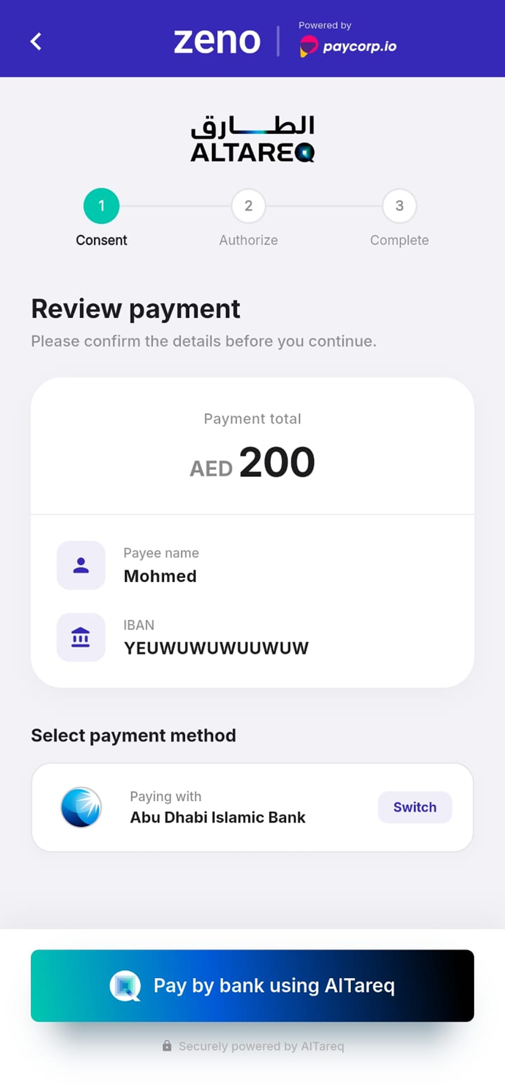 Pay-by-bank checkout: reviewing the order and amount before approving in the bank